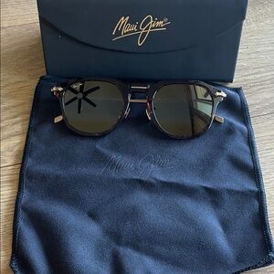 Maui Jim Dark Tortoise Frame Sunglasses with Green Lenses and Gold Accents